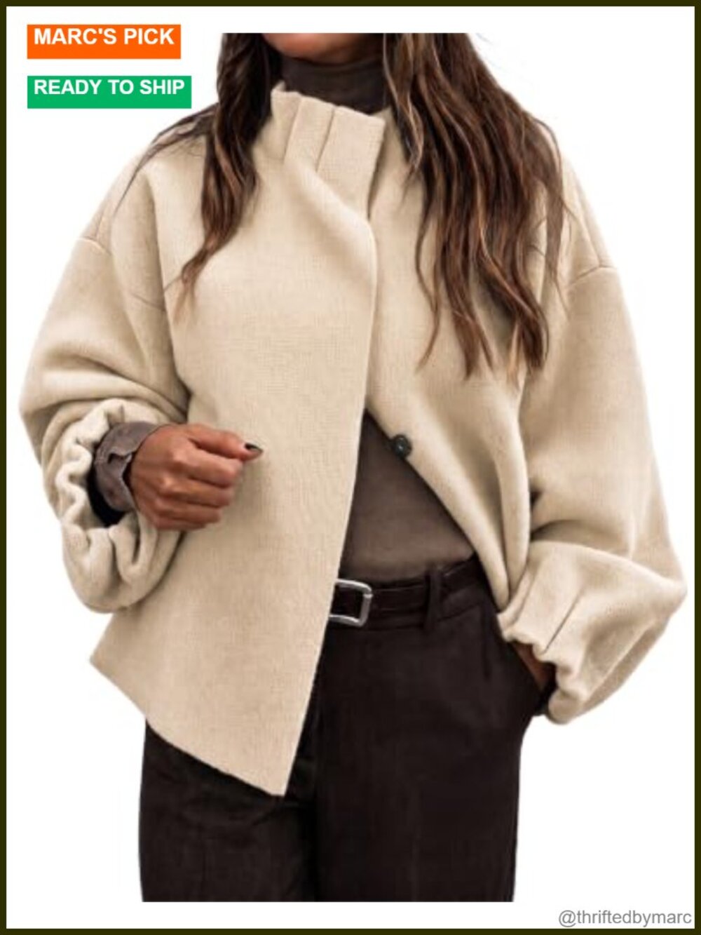Ruffle Mock Neck Balloon Sleeve Knit Cardigan Sweater